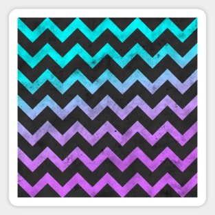 Aqua purple dark gray chevron lines pattern vintage look Magnet